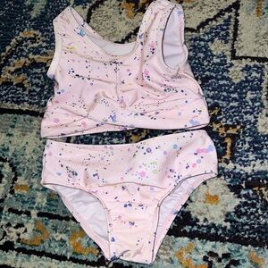 Gap 2 years pink paint splatter swimsuit. EUC.